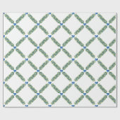 Kerst Traliewerk Blauwe Strik Cadeaupapier (Vlak)