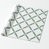 Kerst Traliewerk Blauwe Strik Cadeaupapier (Uitgerold)
