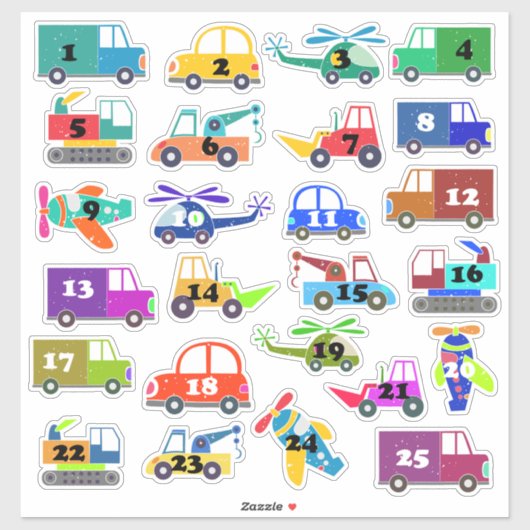 Kerst Transport Adventkalender Sticker (Vel)