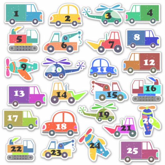 Kerst Transport Adventkalender Sticker (Voorkant)