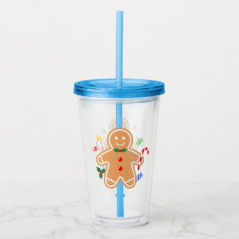 Kerst Treats Gingerbread Man Candy Cane Acryl Drinkbeker