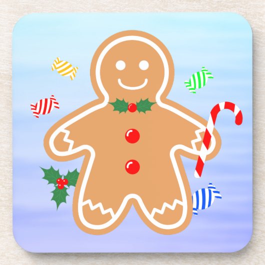 Kerst Treats Gingerbread Man Candy Cane Bier Onderzetter (Voorkant)