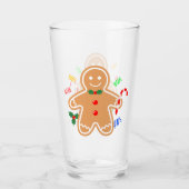 Kerst Treats Gingerbread Man Candy Cane Glas (Voorkant)