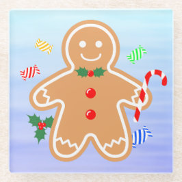 Kerst Treats Gingerbread Man Candy Cane Glazen Onderzetter