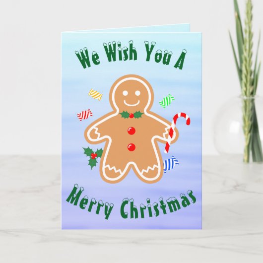 Kerst Treats Gingerbread Man Candy Cane Kaart (Voorkant)