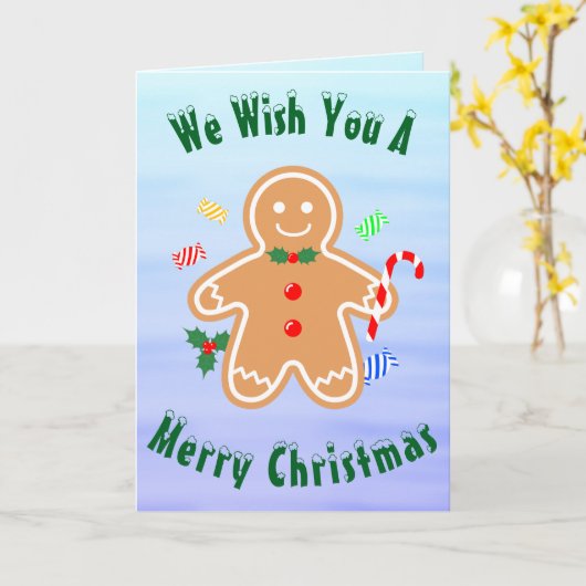 Kerst Treats Gingerbread Man Candy Cane Kaart (Gele Bloem)