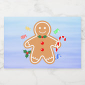 Kerst Treats Gingerbread Man Candy Cane Likeurfles Etiket (Enkel label)