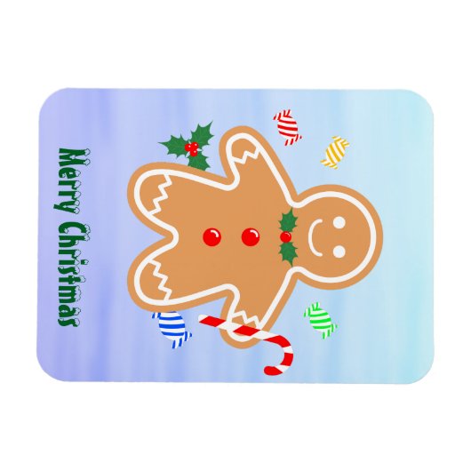 Kerst Treats Gingerbread Man Candy Cane Magneet (Horizontaal)