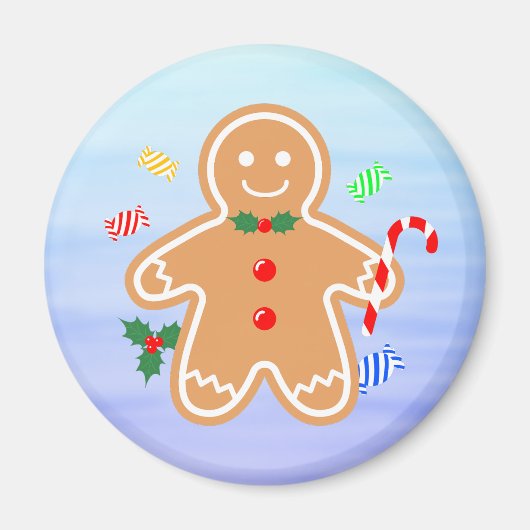 Kerst Treats Gingerbread Man Candy Cane Magneet (Voorkant)