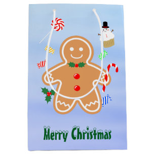 Kerst Treats Gingerbread Man Candy Cane Medium Cadeauzakje