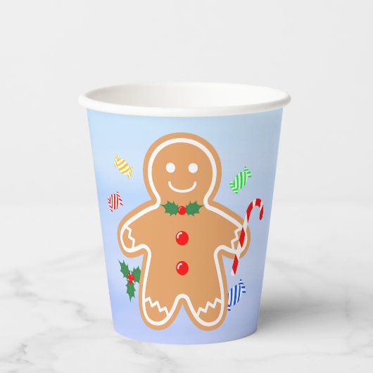Kerst Treats Gingerbread Man Candy Cane Papieren Bekers (Voorkant)