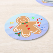 Kerst Treats Gingerbread Man Candy Cane Ronde Kartonnen Onderzetter (Gebogen)