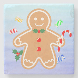 Kerst Treats Gingerbread Man Candy Cane Stenen Onderzetter