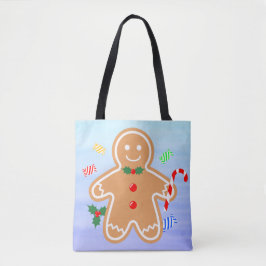 Kerst Treats Gingerbread Man Candy Cane Tote Bag