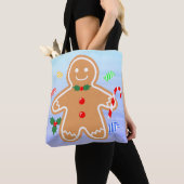 Kerst Treats Gingerbread Man Candy Cane Tote Bag (Dichtbij)