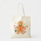 Kerst Treats Gingerbread Man Candy Cane Tote Bag (Voorkant)