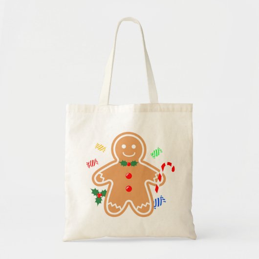 Kerst Treats Gingerbread Man Candy Cane Tote Bag (Voorkant)