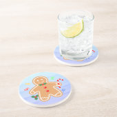 Kerst Treats Gingerbread Man Candy Cane Zandsteen Onderzetter (Zijkant)