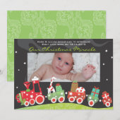 Kerst Trein Baby Aankondiging Wenskaart (Voorkant / Achterkant)