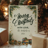 Kerst  trein en cadeaus feestdagenkaart