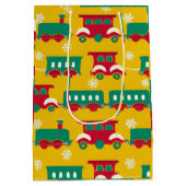 Kerst trein patroon medium cadeauzakje (Achterkant)