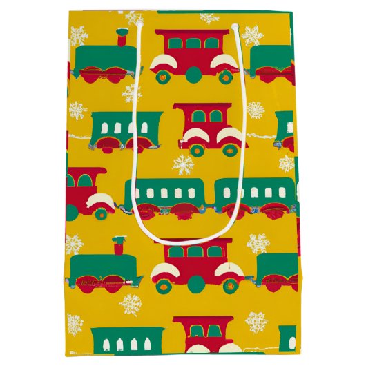 Kerst trein patroon medium cadeauzakje (Achterkant)