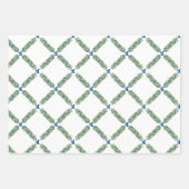 Kerst Trellis Blue Bow Inpakpapier Vel (Voorkant 3)