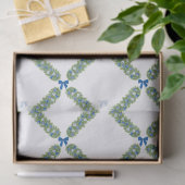 Kerst Trellis Blue Bow Tissuepapier (Geschenk)