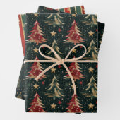 Kerst TRIO Bomen en Strepen Wrapping Paper (In situ)
