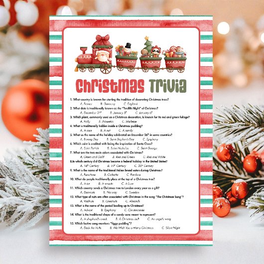 Kerst Trivia Spel Feestdagenkaart