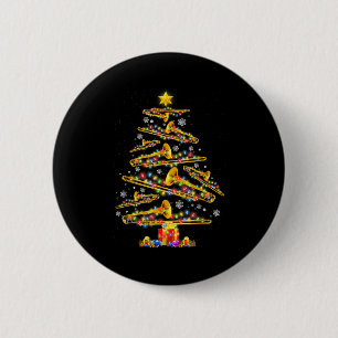 Kerst Trombone Speler Xmas Boom Jazz Muziek Liefhe Ronde Button 5,7 Cm