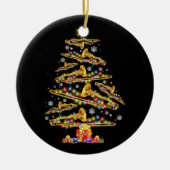 Kerst Trombone Speler Xmas Tree Jazz Muziek Liefde Keramisch Ornament (Voorkant)