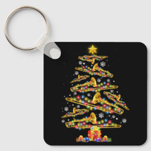 Kerst Trombone Speler Xmas Tree Jazz Muziek Liefde Sleutelhanger