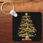 Kerst Trombone Speler Xmas Tree Jazz Muziek Liefde Sleutelhanger (Voorkant)