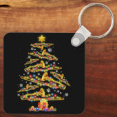 Kerst Trombone Speler Xmas Tree Jazz Muziek Liefde Sleutelhanger (Achterkant)