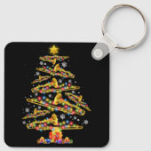 Kerst Trombone Speler Xmas Tree Jazz Muziek Liefde Sleutelhanger (Achterkant)