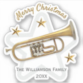Kerst Trompet Sterren Muziek Liefhebber Gepersonal Sticker (Voorkant)