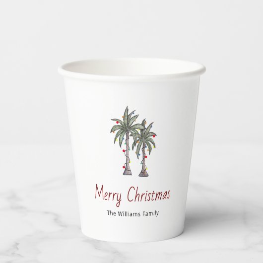 Kerst Tropical Palm Trees Holiday Party Papieren Bekers (Achterkant)