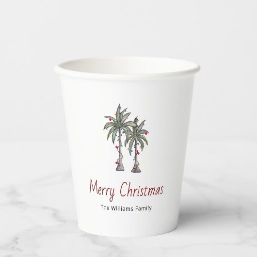 Kerst Tropical Palm Trees Holiday Party Papieren Bekers (Voorkant)