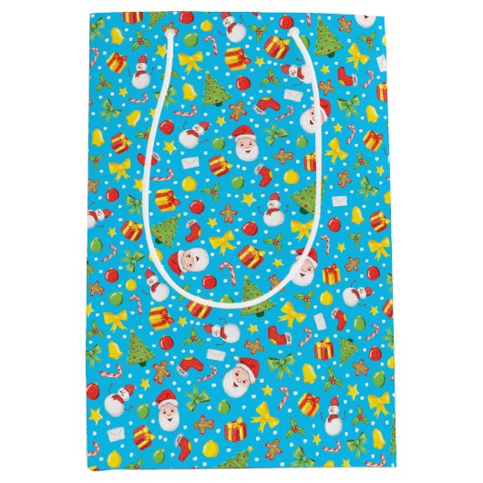 Kerst Tropisch Blauw Medium Cadeauzakje (Voorkant)