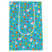 Kerst Tropisch Blauw Medium Cadeauzakje (Achterkant)