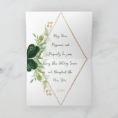 Kerst Tropisch Groen & Goud Monstera Bladeren Feestdagen Kaart (Binnen)