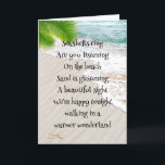 Kerst tropisch strand met zeester feestdagen kaart<br><div class="desc">Zeester en oceaanstrand voor een tropische kerst.</div>