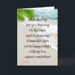 Kerst tropisch strand met zeester feestdagen kaart<br><div class="desc">Zeester en oceaanstrand voor een tropische kerst.</div>