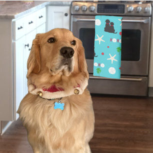 Kerst Tropische Hond Keukenhanddoek