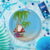 Kerst Tropische Kerstman met palmbomen Papieren Bordje (Feest)
