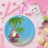Kerst Tropische Kerstman met palmbomen Papieren Bordje (Feest)