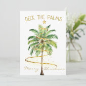 Kerst Tropische Palm Deck De Palmen Groet Kaart (Staand voorkant)