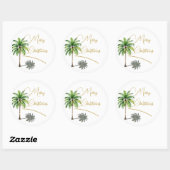 Kerst Tropische Palmboom Goud Vrolijk Ronde Sticker (Vel)