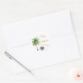 Kerst Tropische Palmboom Goud Vrolijk Ronde Sticker (Envelop)